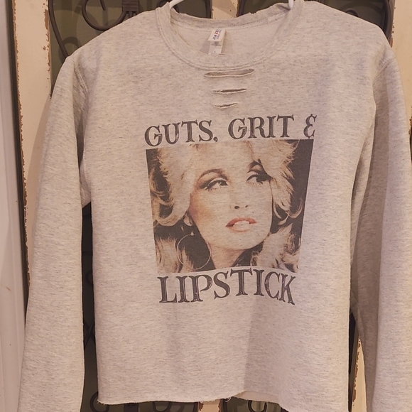Jerzees Tops - Dolly Parton Graphic Distressed Sweatshirt